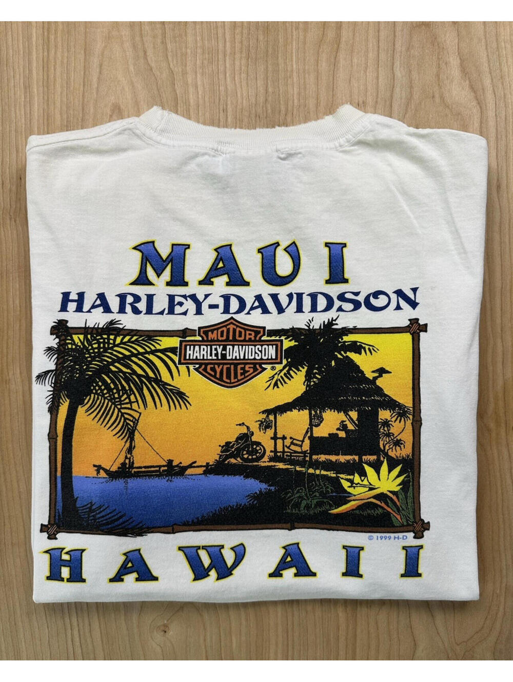 vintage 90's HARLEY DAVIDSON T SHIRT maui HAWAII made in USA shredded